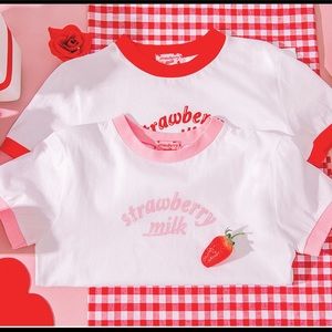 CHUU Strawberry Milk T-shirts